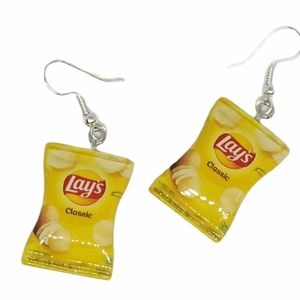 Lay's potatoe chips miniatures drop earrings hilarious gag gift